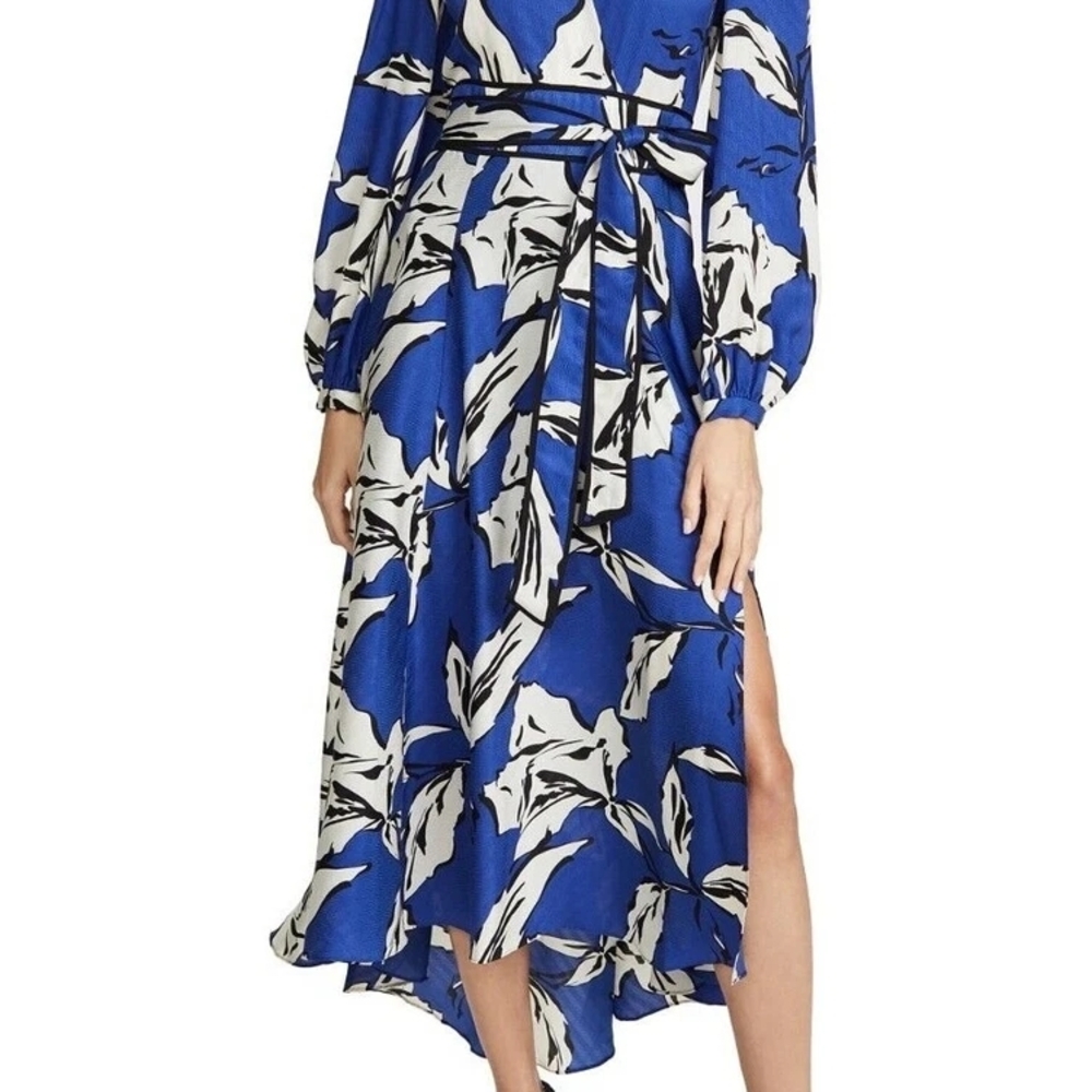 Veronica Beard Blue & White Floral Maxi Dress – Long Sleeve – Size 16‎ - Picture 2 of 14